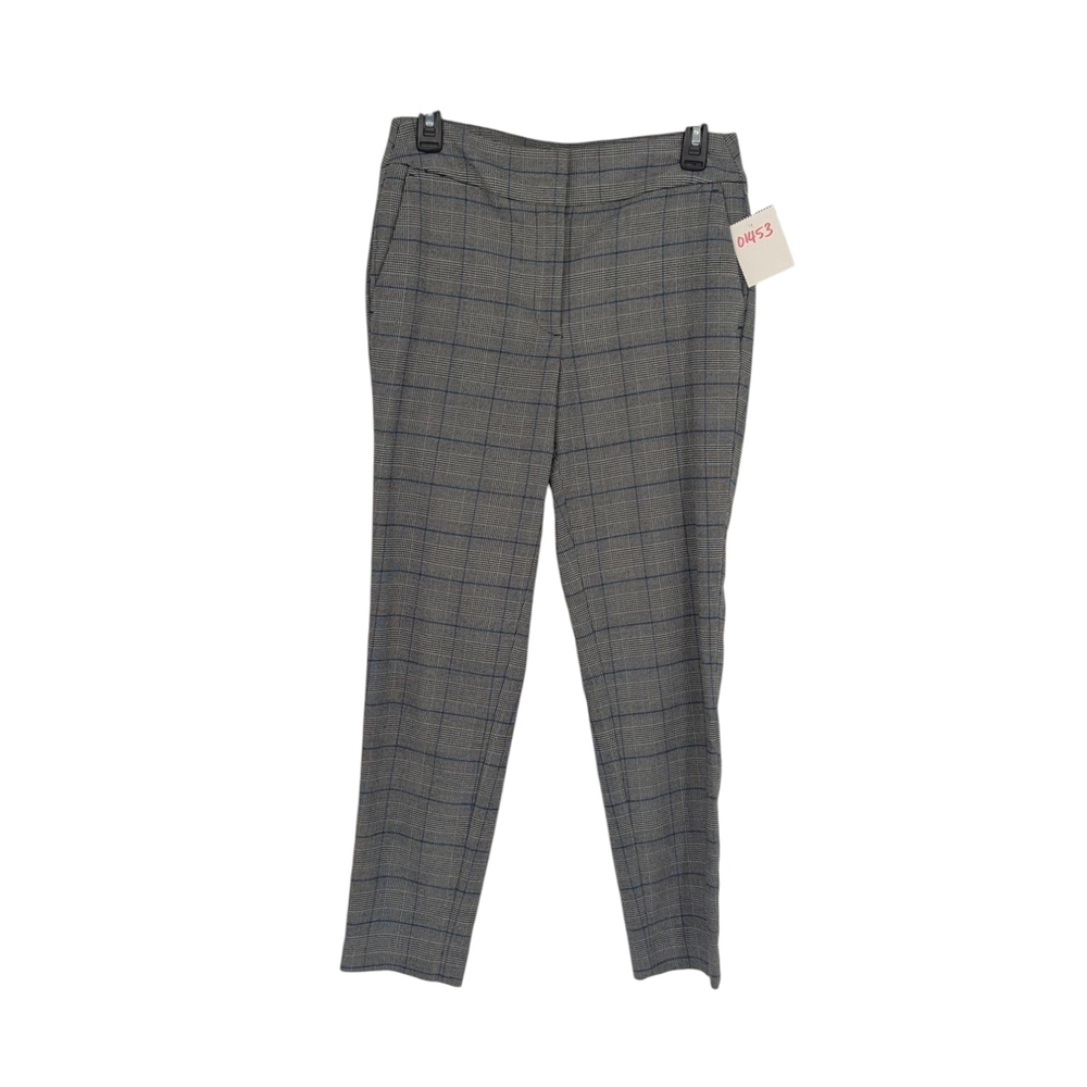 01453 Loft Modern Skinny Ankle Plaid Pant Gray Size 6 preppy Business casual